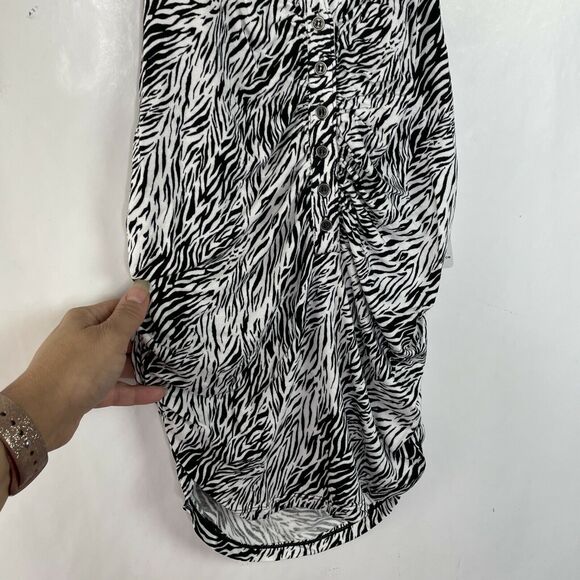 Free People Coco Black White Animal Print Sleeveless Ruched Tank NWT Size S - Picture 6 of 10